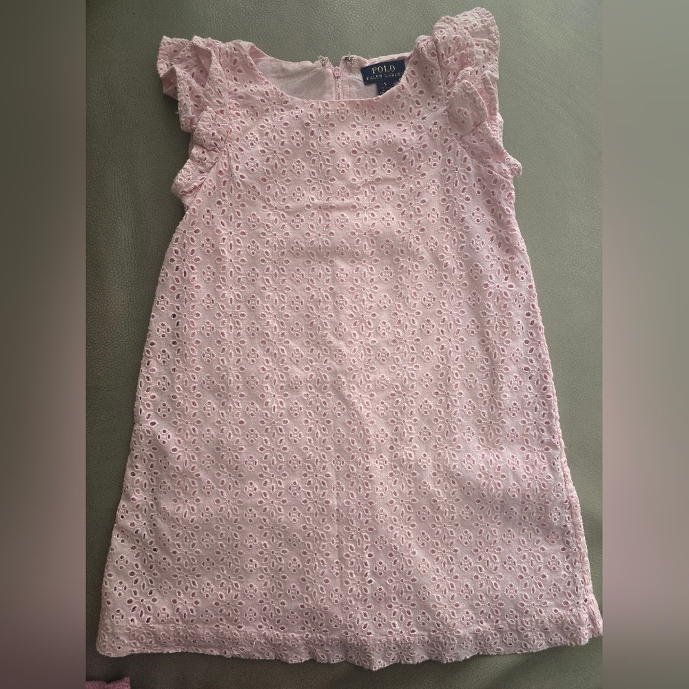 Polo by Ralph Lauren Light Pink Eyelet Kids Dress
